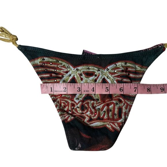 Betty Bangs Red & Black Dream On Aerosmith Rhinestone Cheeky Bikini Bottom - Picture 8 of 13